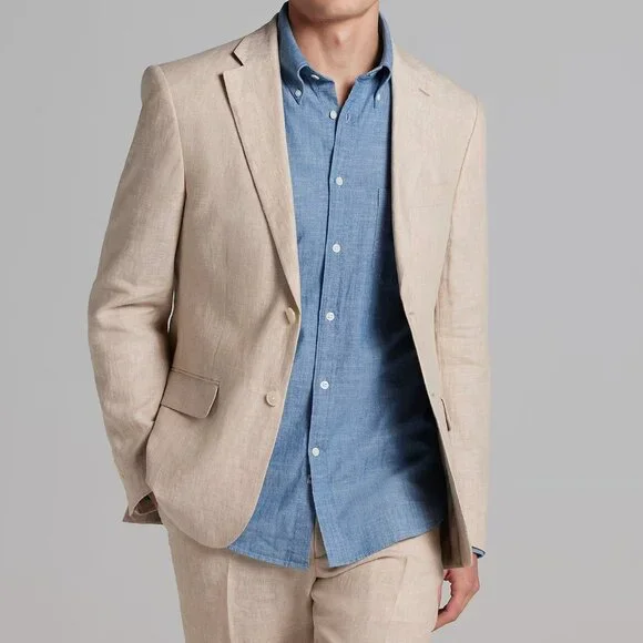 Tommy Hilfiger Men's Khaki Linen 2-PC SUIT